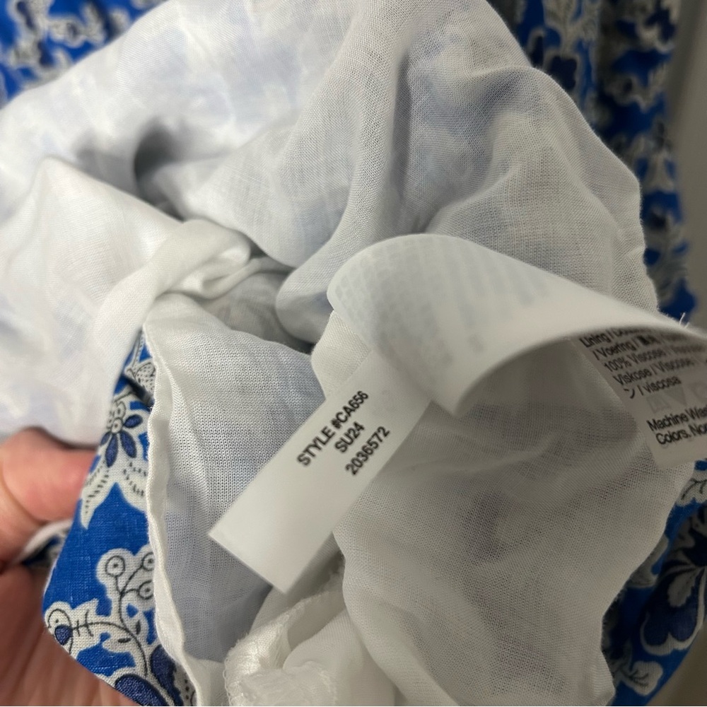 J Crew Cotton Voile Ruffle-Trim Shift Dress Cobalt Floral - Picture 16 of 16